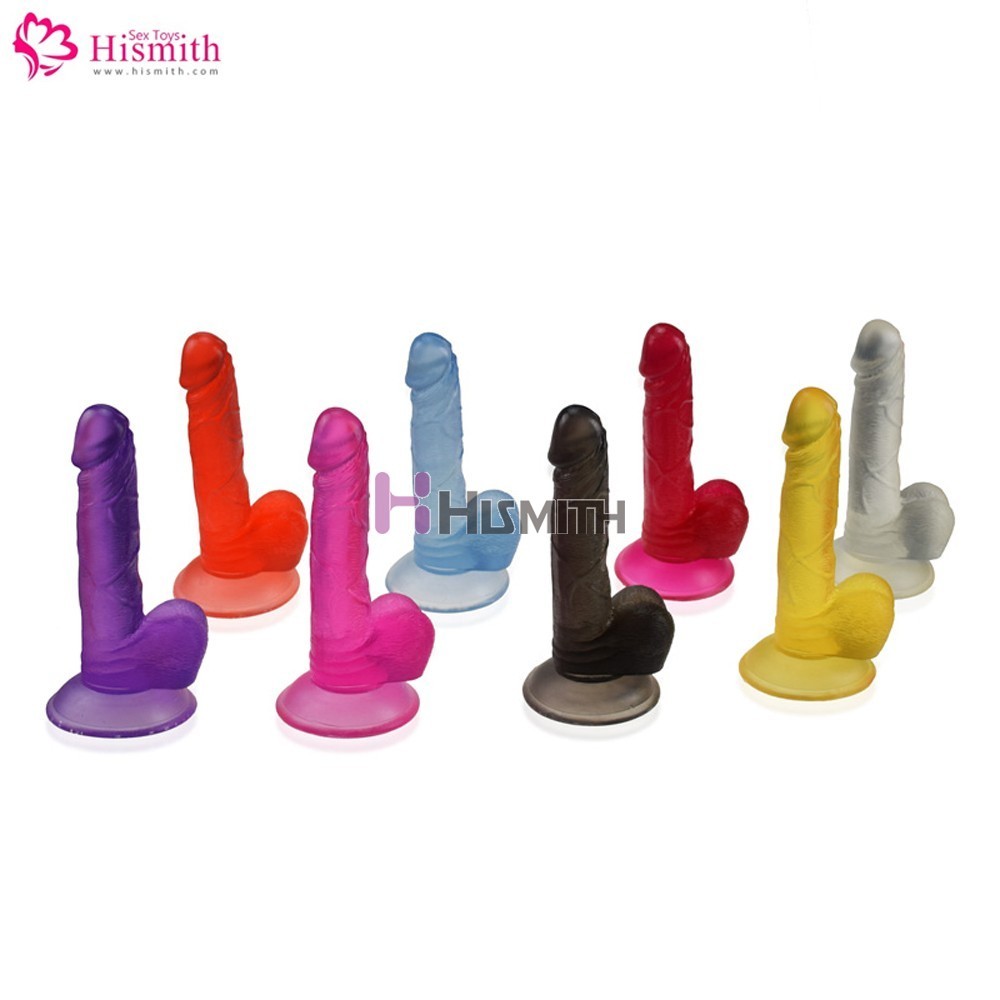 7.5 inch Jelly Realistic Dildo Sex Toy with a Sturdy Suction Cup Base - Yellow 