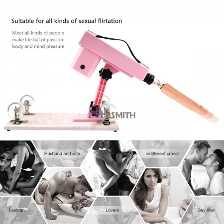 Sex Machine! Small Pink Handle Sex Machine Gun With 7 Attachments Unisex Dildos,Automatic Thrust Machine Device For Sex