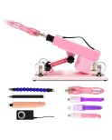 Små Pink Handle Sex Machine Gun Med 7 Tillbehör Unisex Dildos, Automatisk Thrust Machine Device För Sex