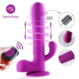 Hismith Realistischer Dildo Vibrator mit Fernbedienung, Schub silikon Dildo mit 360° drehbarer Perle und Teleskopstange