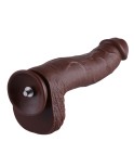 31 cm Hismith PVC dildo, 25 cm infällningsbart 7.1 cm diameter KlicLok-kontaktdon, kaffe