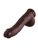 31 cm PVC dildo Hismith, 25 cm vložitelný 7.1 cm konektor KlicLok s konektorem, káva