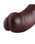 31 cm Hismith PVC dildo, 25 cm infällningsbart 7.1 cm diameter KlicLok-kontaktdon, kaffe