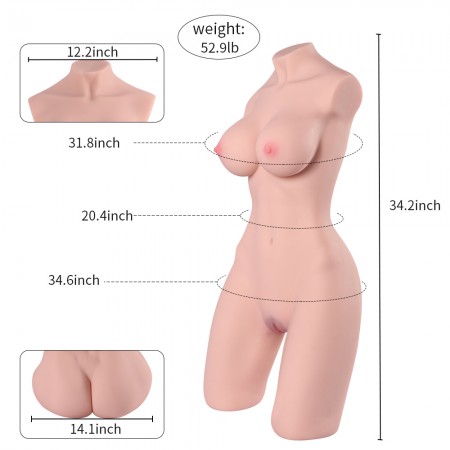 Lifesize Half Body Sex Doll, Sexy Lady mit Vagina Auns und Brust, Realistische Silikongeschlechtspuppe