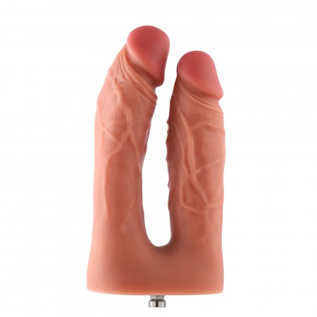 Hismith 16,51 cm dobbelt gennemtrængende silikone dildo til premium til sexmaskine med KlicLok-system, 13,97 cm indsættelig læng