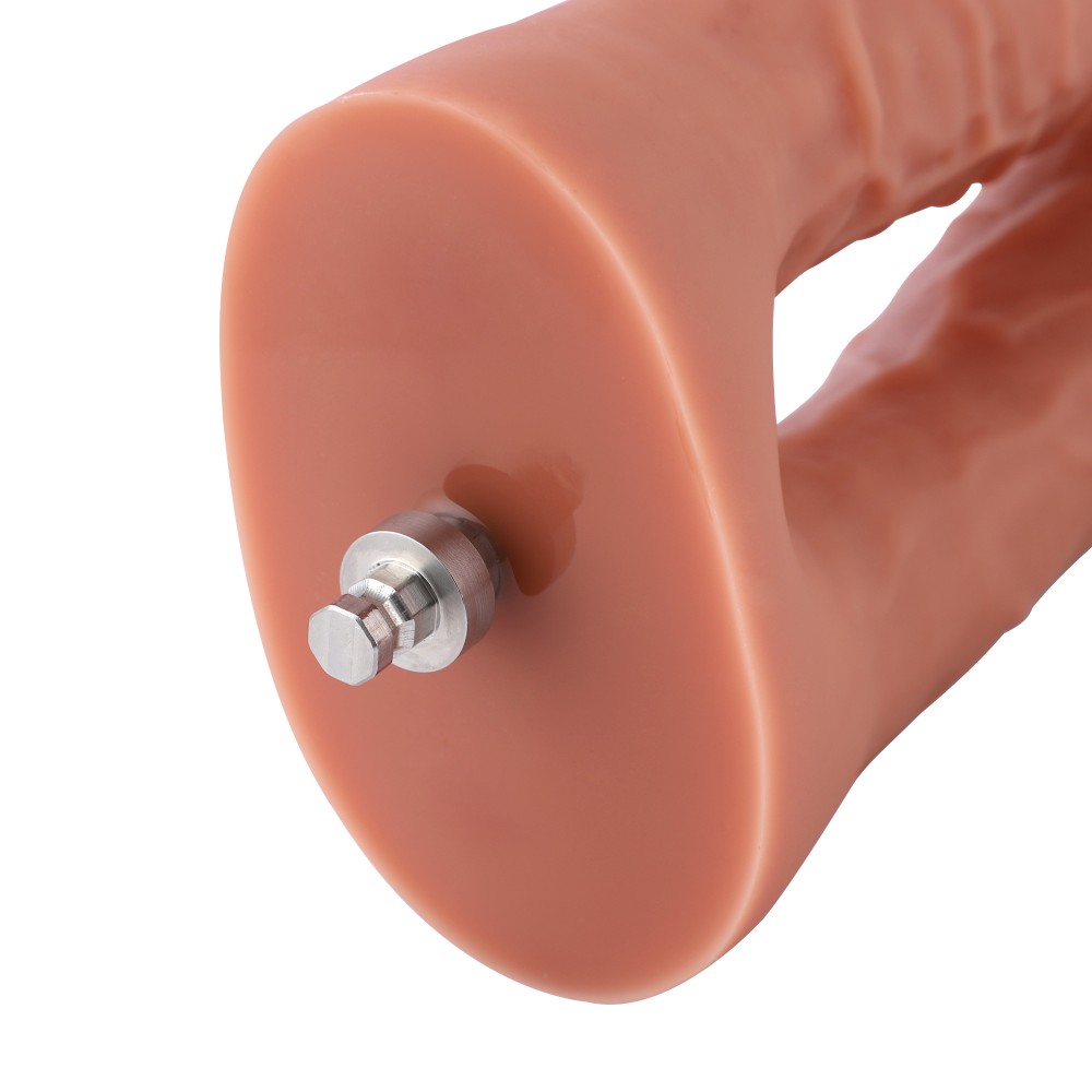 Hismith 16,51cm silikonové dildo s dvojitým penetratorem pro prémiové použití se strojem KlicLok, vložitelná délka 13,97 cm, hra