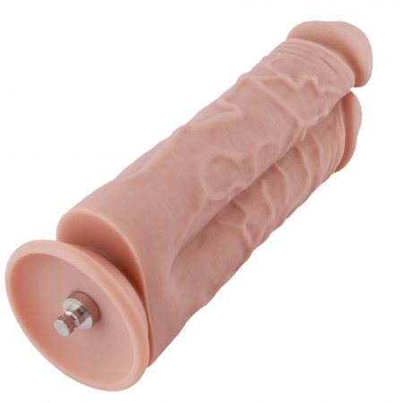 Hismith 21,59 cm Två kukar Ett hål silikon Dildo förPremium Sex Machine med KlicLok-system, 19,05 cm infällbar längd, 19,48 cm o