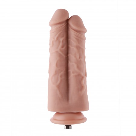 Hismith 21.59cm Two Cocks One Hole Silicone Dildo forPremium Sex Machine with KlicLok System, 19.05cm Insertable Length, 19.48cm