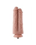 Hismith 21.59cm Two Cocks One Hole Silicone Dildo forPremium Sex Machine with KlicLok System, 19.05cm Insertable Length, 19.48cm