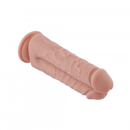 Hismith 21.59cm Two Cocks One Hole Silicone Dildo forPremium Sex Machine with KlicLok System, 19.05cm Insertable Length, 19.48cm