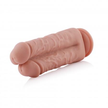 Hismith 21.59cm Two Cocks One Hole Silicone Dildo forPremium Sex Machine with KlicLok System, 19.05cm Insertable Length, 19.48cm