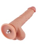 Hismith 22,60 cm silikondildo med komplett skrotum för Hismith premium sexmaskin med KlicLok-system, 16,51 cm insättningsbar län