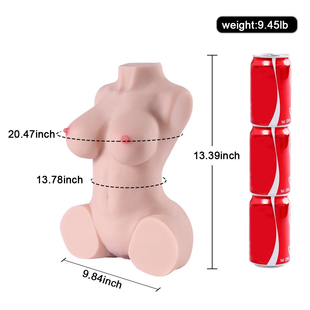 Rolan 4,3 kg Realistisk 3D manlig masturbator, halvkroppsdocka med vagina och anal