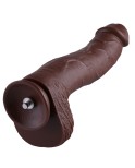 31 cm PVC dildo Hismith, 25 cm vložitelný 7.1 cm konektor KlicLok s konektorem, káva