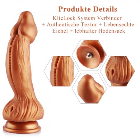 Hismith 9,45 "silikonové dildo se systémem KlicLok pro Hismith Premium Sex Machine, 6,7" vložitelná délka, obvod 7,67 "průměr 2,
