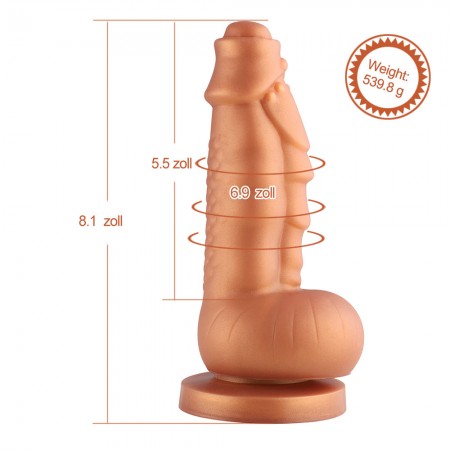 Hismith 8,1 "silikonové dildo Squamule se systémem KlicLok pro prémiový sexuální stroj Hismith, 5,9" vložitelná délka, obvod 6,9