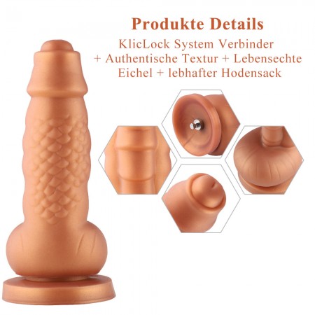 Hismith 8,1" Squamule Silikon-Dildo mit KlicLok-System für Hismith Premium-Sexmaschinen, 5,9" einsteckbare Länge, Umfang 6,9" Du