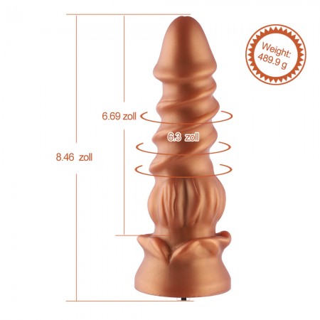 Hismith 8,46" Spiralkorn-Silikon-Dildo mit KlicLok-System für Hismith Premium-Sexmaschinen, 6,69" Länge zum Einführen, Umfang 6,