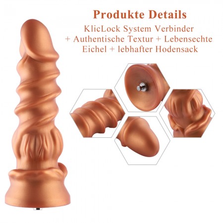 Hismith 8,46" Spiralkorn-Silikon-Dildo mit KlicLok-System für Hismith Premium-Sexmaschinen, 6,69" Länge zum Einführen, Umfang 6,