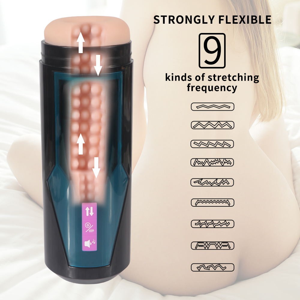 Tryck Masturbation Cup med 9 frekvensvibrationer för Hismith Premium Sex Machine med KlicLok-system
