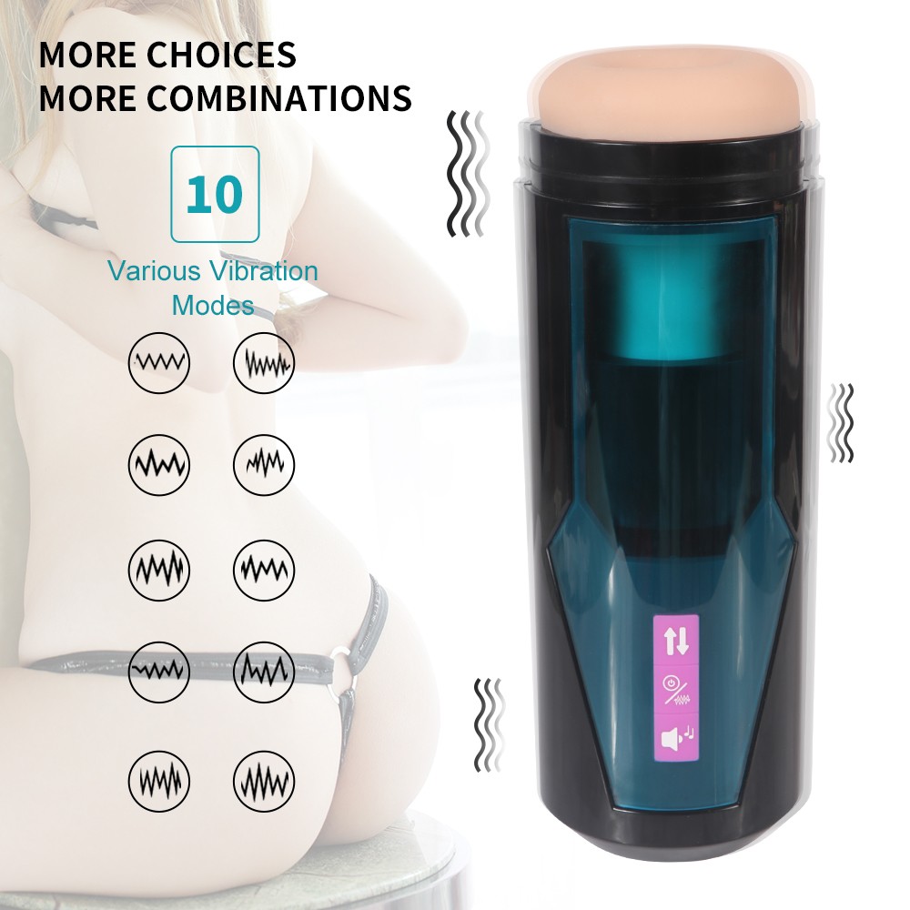 Tryck Masturbation Cup med 9 frekvensvibrationer för Hismith Premium Sex Machine med KlicLok-system
