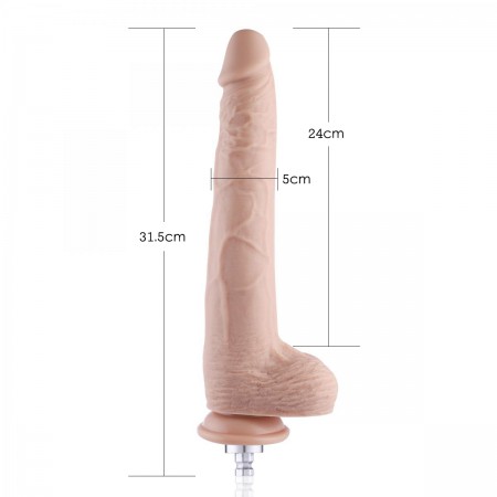 Hismith 29,97 cm ekstra-længde silikone dildo til Hismith sex maskine med KlicLok-system, 24,89 cm indsættelig længde, 15,49 cm 