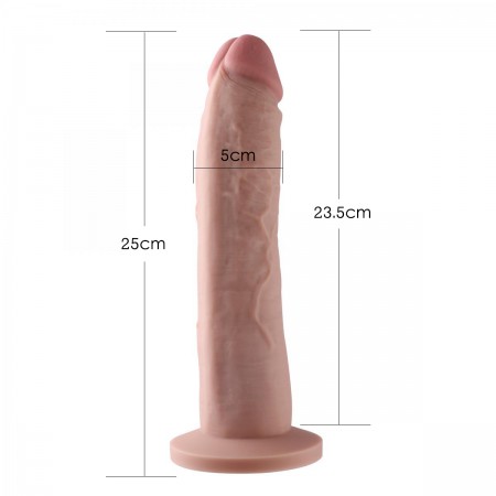 Hismith 26,92cm lehce zakřivené silikonové dildo pro Hismith Sex Machine se systémem KlicLok, vložitelná délka 24,89 cm, obvod 1