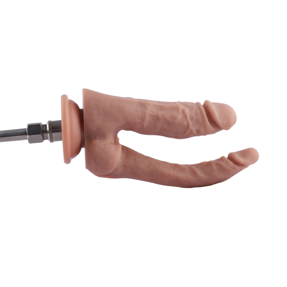 7.28" Double Penis Silicone Dildo for Premium Sex Machine with KlicLok System