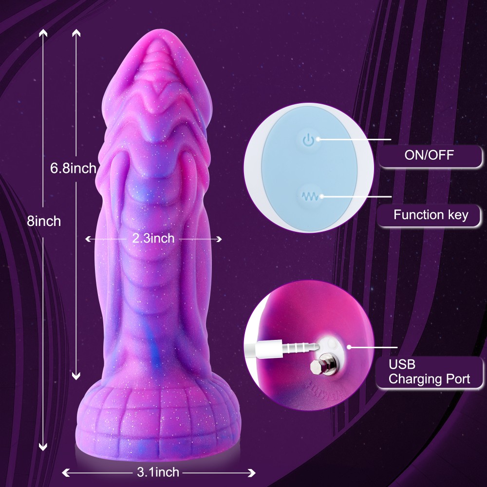 Dildo vibrante Hismith 8'' con 3 velocità + 4 modalità con sistema KlicLok