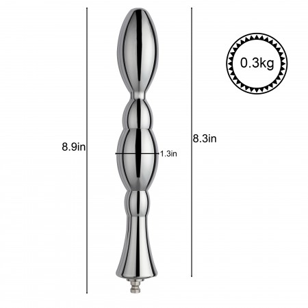 Hismith 8,48” kovové korálkové anální dildo, maximální šířka 1,26”, mini šířka 0,6”, hladká hliníková anální hůlka se systémem K