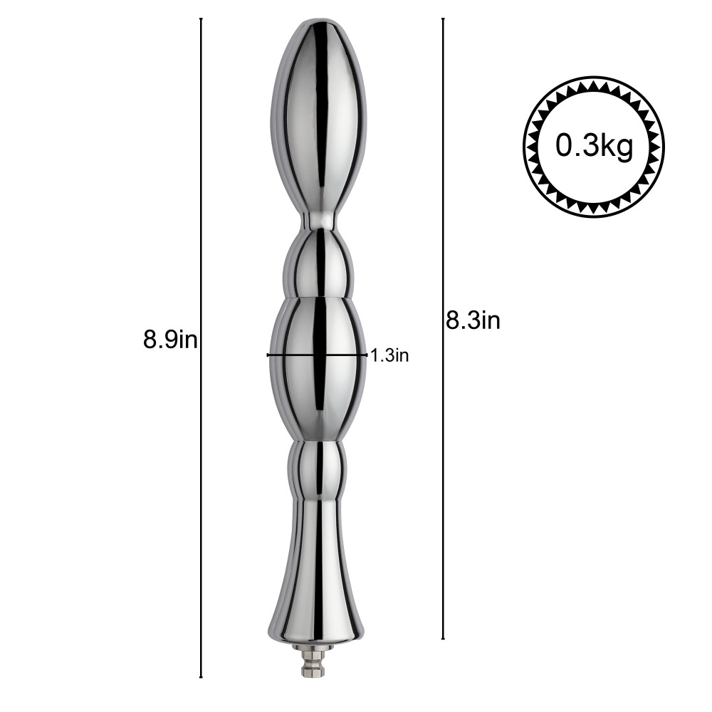 Hismith 8,48" Metal Bead Anal Dildo, Max Width 1,26", Mini Width 0,6", Glat Aluminium Anal Wand med KlicLok System til Premium S