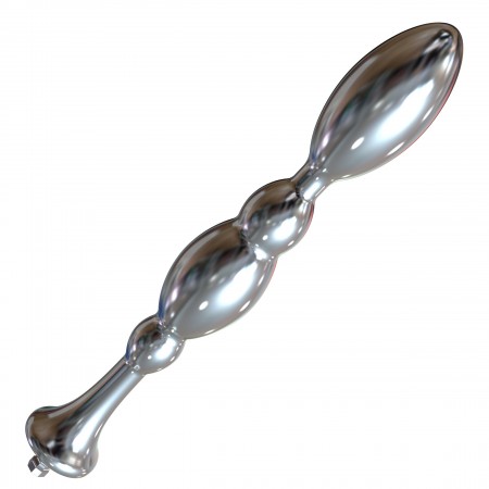 Dildo anale Hismith 8,48" con perline di metallo, larghezza massima 1,26", larghezza minima 0,6", bacchetta anale in alluminio l