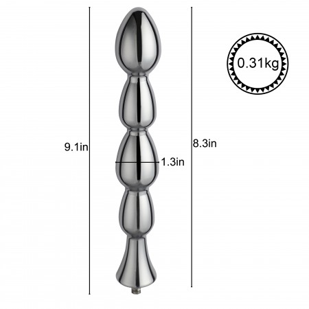 Hismith 8,43” Metal Bead Anal Dildo, Max Width 1,26”, Mini Width 0,443”, Smooth Aluminium Anal Wand med KlicLok System för Premi