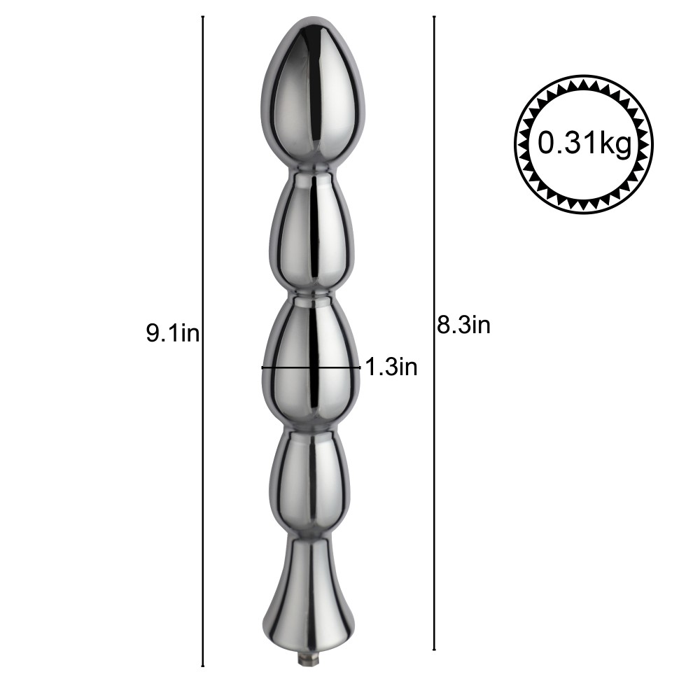Hismith 8,43" Metal Bead Anal Dildo, Max Width 1,26", Mini Width 0,443", Glat Aluminium Anal Wand med KlicLok System til Premium