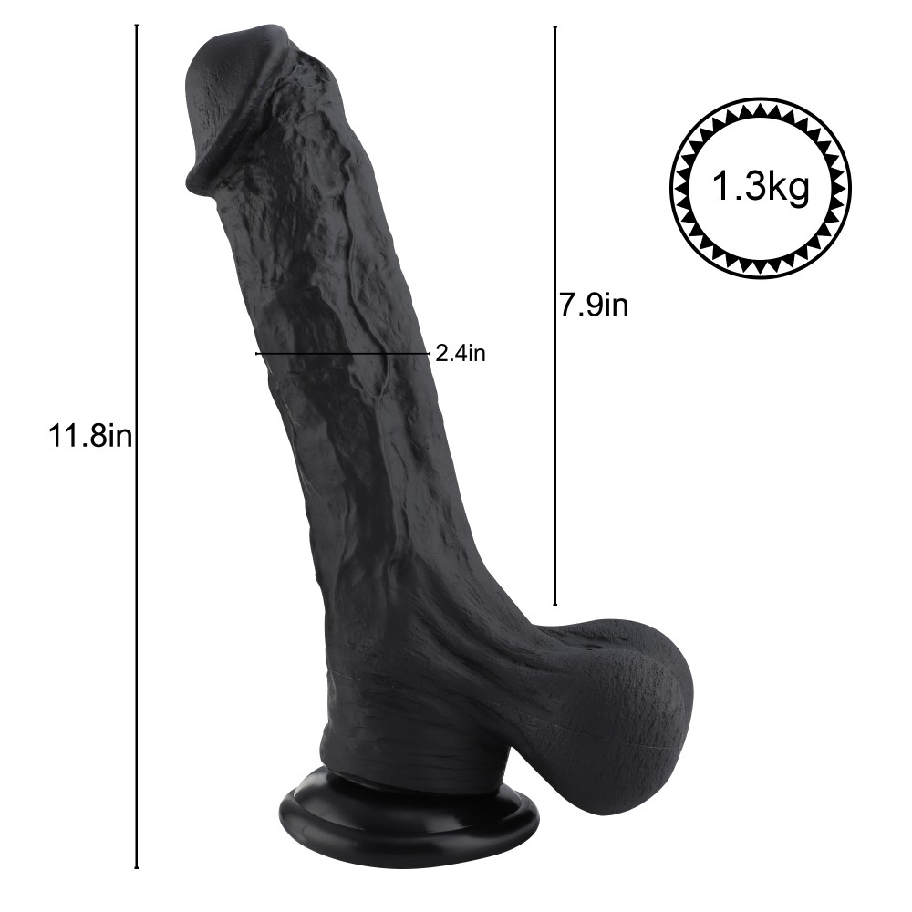 Hismith 12,4 tommer silikone tentakel dildo med KlicLok Connector, sort silikone materiale KlicLok System.