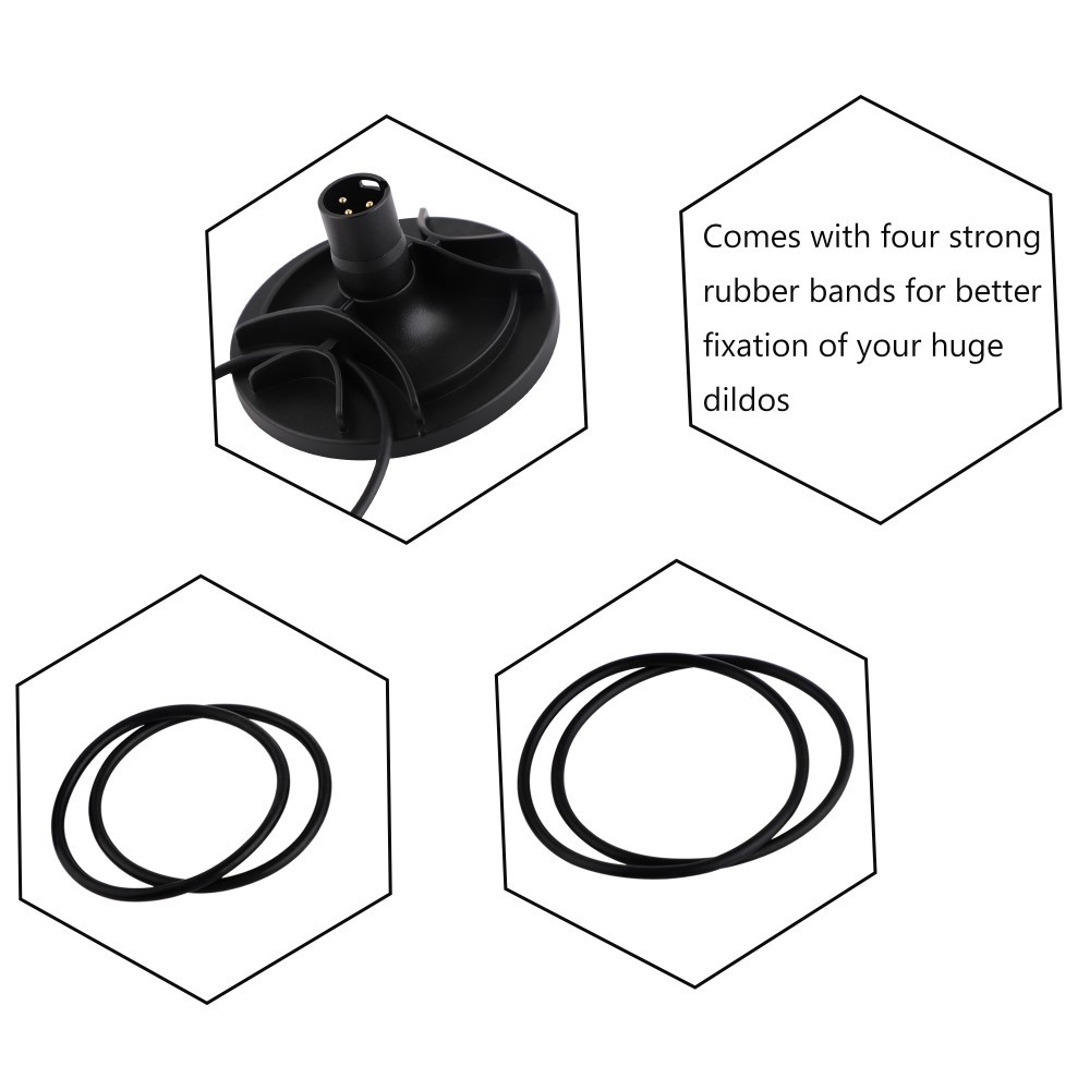 Adattatore a ventosa Hismith per dildo non aspiranti, con 2 coppie di elastici (versione 3XLR)