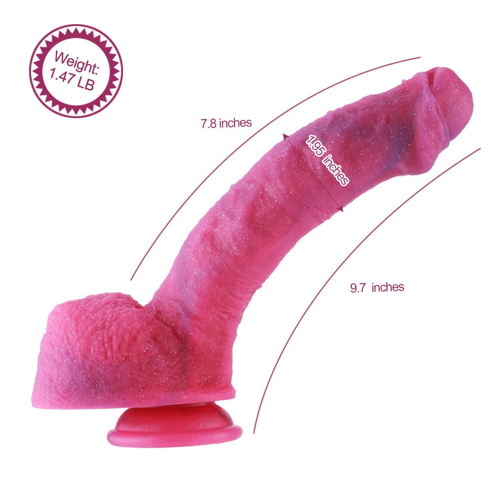 HISMITH 9,7" gebogener Silikon-Dildo mit KliLok-System, Silikon-Dildo Taschenlampenpulver - Fantasy-Star-Serie