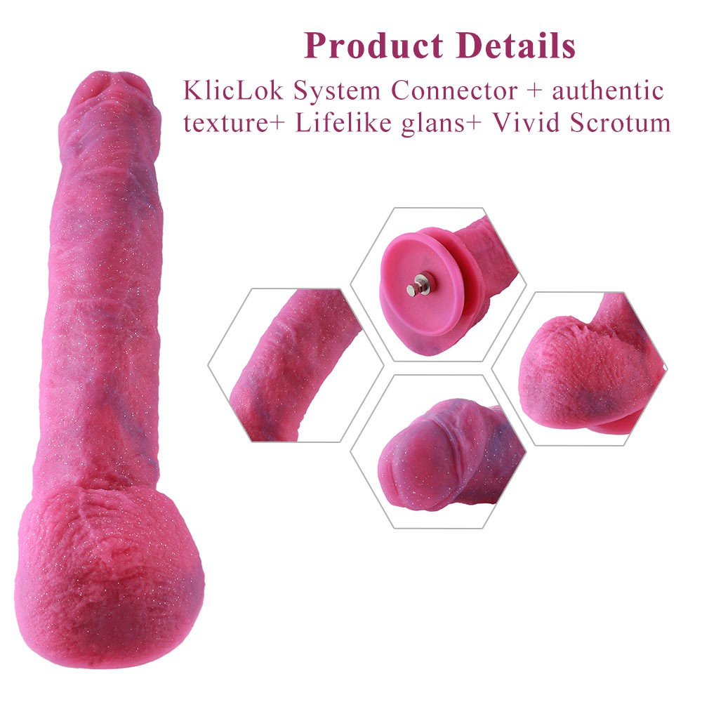 HISMITH 9,7" gebogener Silikon-Dildo mit KliLok-System, Silikon-Dildo Taschenlampenpulver - Fantasy-Star-Serie