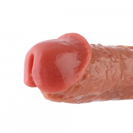 Dildo in silicone Hismith 21,48 cm di lunghezza inseribile, materiale in silicone color carne KlicLok System