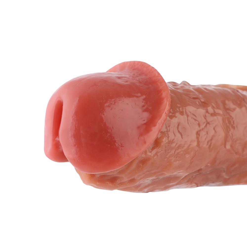 Dildo in silicone Hismith 21,48 cm di lunghezza inseribile, materiale in silicone color carne KlicLok System