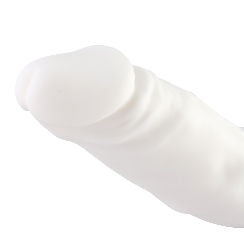 Hismith 18.99 cm silikonowe dildo z systemem Kliclok, przyjemność anal, biała
