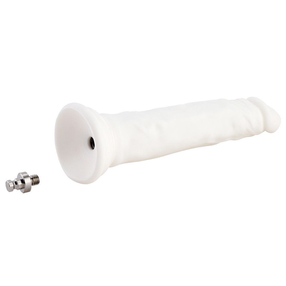 Hismith 18.99 cm silikonowe dildo z systemem Kliclok, przyjemność anal, biała