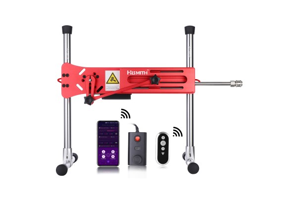 Hismith Premium Sex Machine z 20.5cm silikonowym wibratorem, Kliclok System Love Machine z pilotem, Elgenece Red