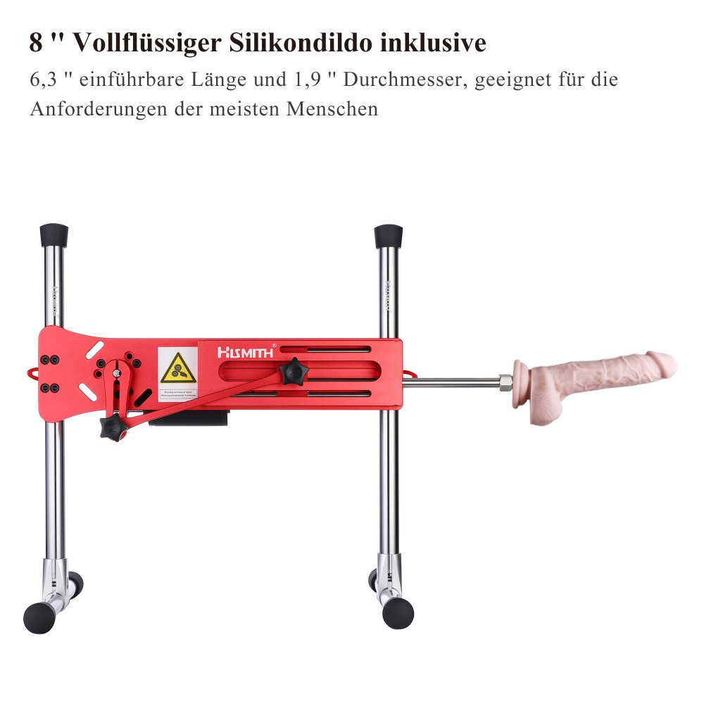 Hismith Premium Sex Machine With 8" Silicone Dildo, Kliclok System Love Machine With Remote Control Edition, Elgenece Red