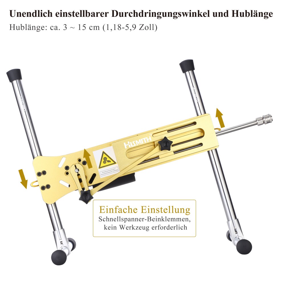 Hismith Premium Sex Machine With 8" Silicone Dildo, Kliclok System Love Machine With Remote Control Edition (Luxury Golden)