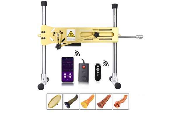 Hismith Luxury Golden Sex Machine Bundle med 4 Fantasy Dildoer