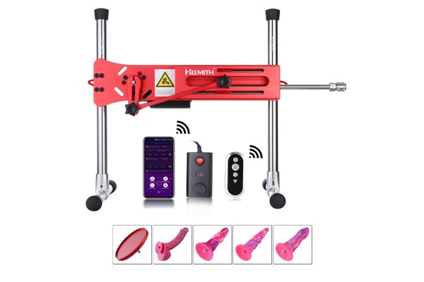 Hismith Passionate Red Sex Machine Bundle con 4 Fantasy Dildo