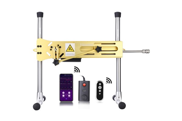 Hismith Premium Sex Machine z 20.5cm -calowym silikonowym wibratorem, Kliclok System Love Machine z pilotem Edition (Luxury Gold
