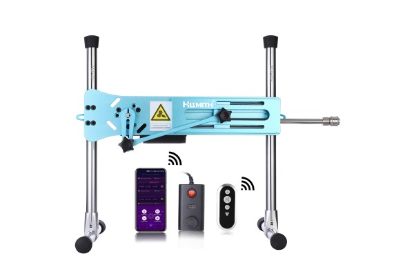 Hismith Premium Sex Machine z 20.5cm silikonowym wibratorem, Kliclok System Love Machine z pilotem Edition (Venecian Blue)