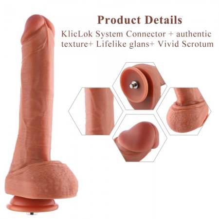 Hismith 10.2" oblé silikonové dildo se systémem KlicLok pro Hismith Premium Sex Machine - Amazing Series